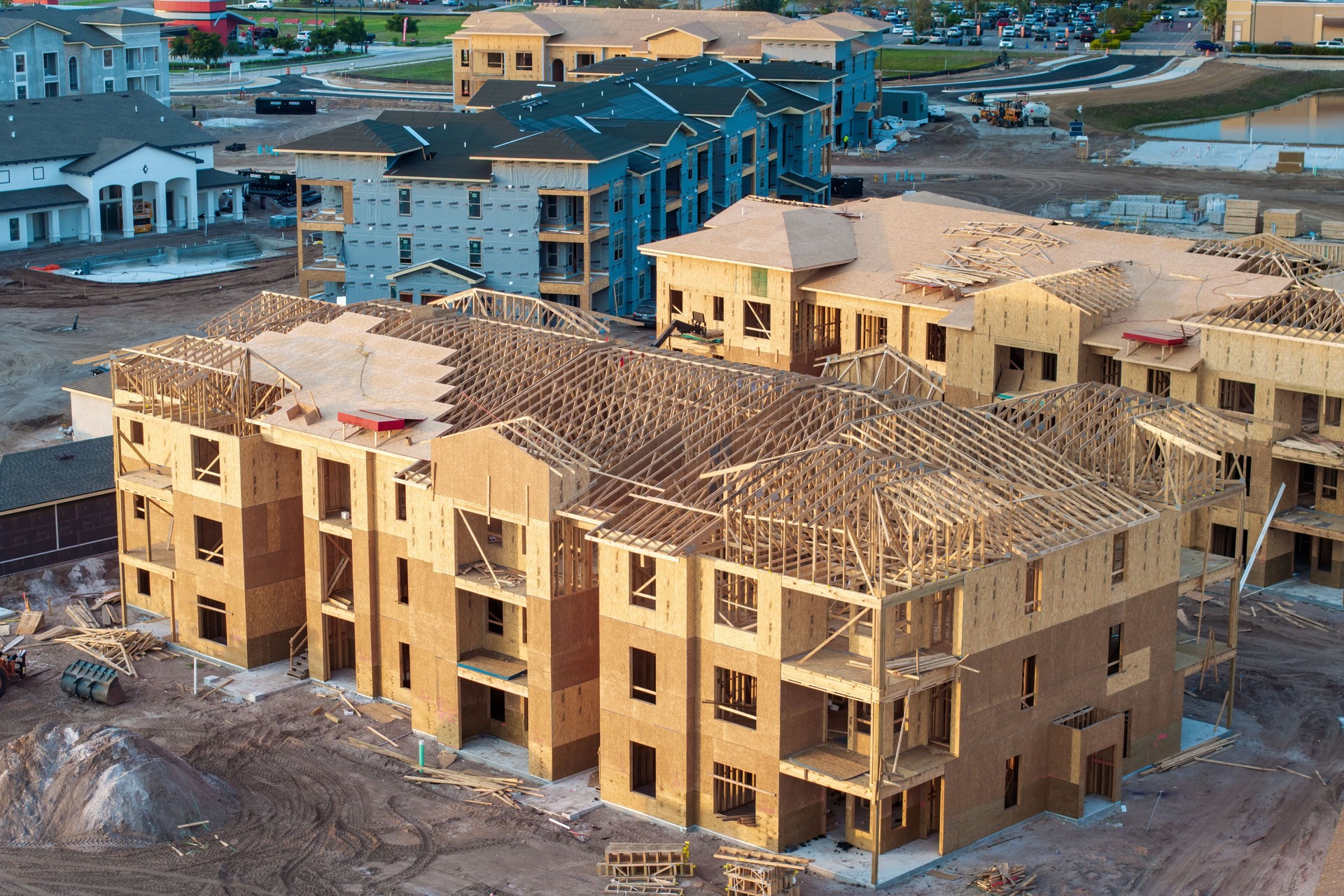 Apartment condos under construction. Development of residential housing in North Port, Florida. Real estate market in the USA